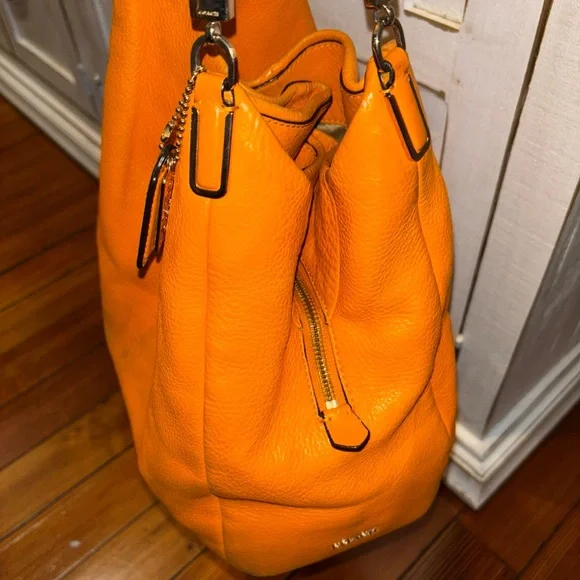 Coach Orange Hobo Shoulder Bag with Chain Strap - Picture 13 of 14